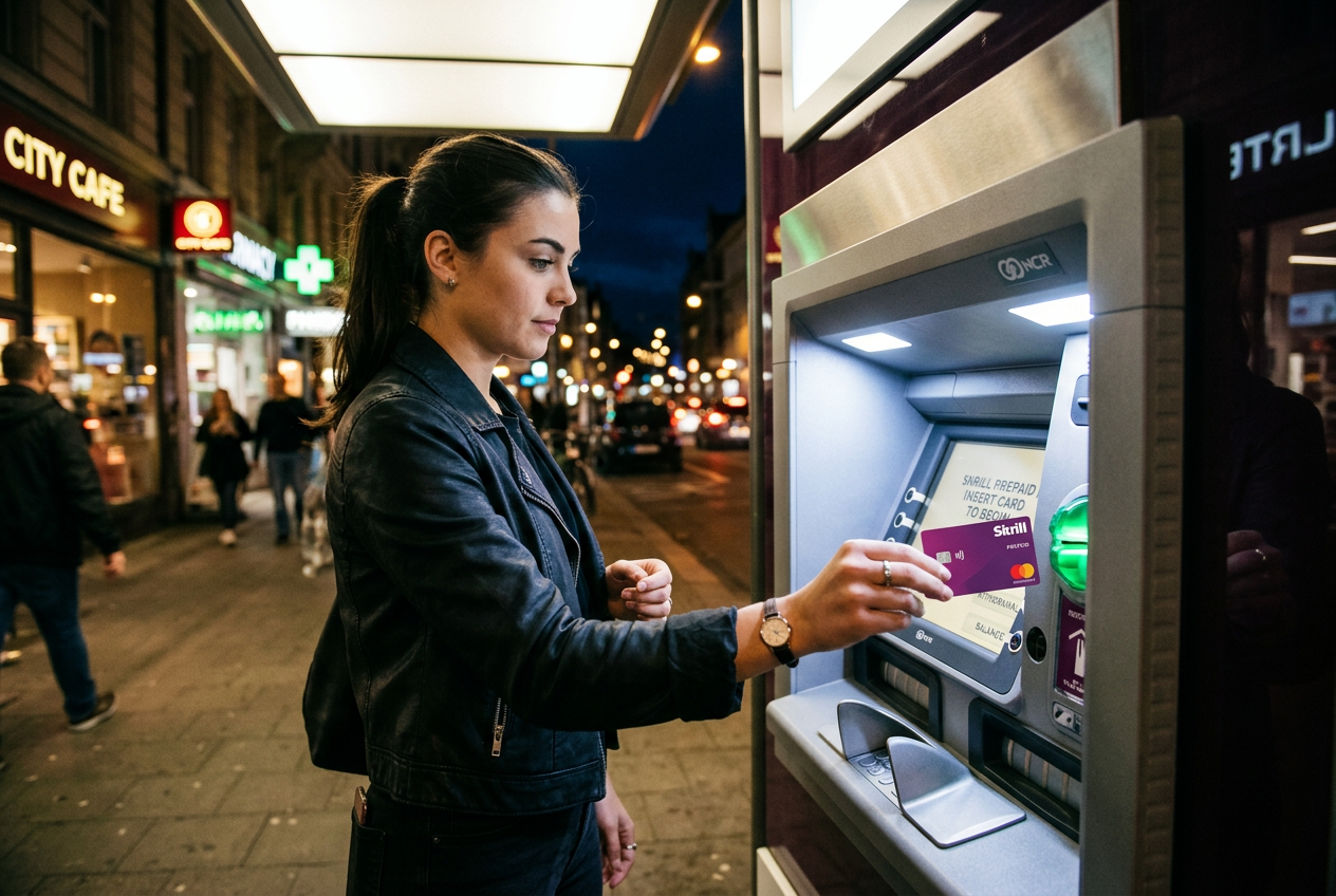 Wypłata gotówki z bankomatu przy użyciu karty Skrill Mastercard
