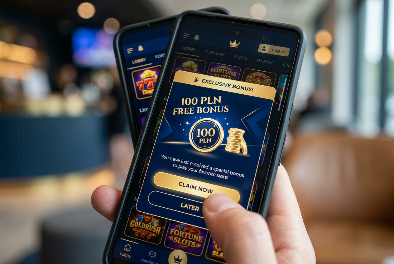 Analiza bonusu 100 PLN na ekranie smartfona